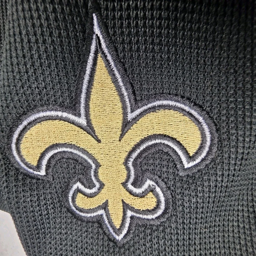 New Orleans Saints Mens Large Black Gold Zip Up Knit Pullover NFL‎ Embroidered